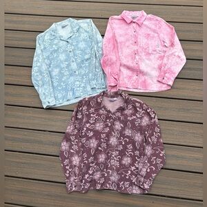 Lot of 3 Vintage Gramicci Corduroy Floral Button Down Shirts Women’s S